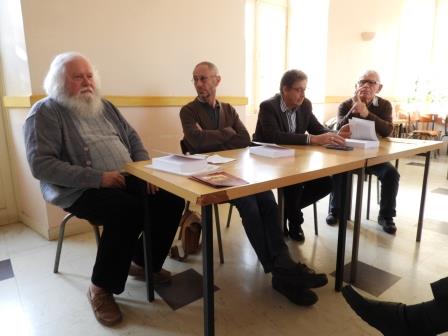 Jean-Pierre Bonnet, ancien bibliothécaire à l’université de Poitiers, présentant son énorme travail pour la publication du roman d'André Léo 